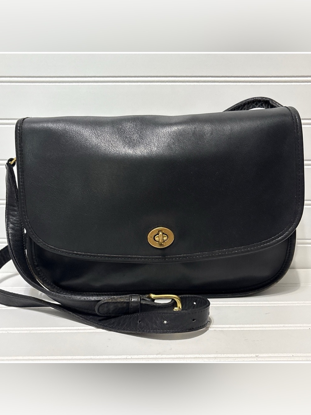COACH Vintage City Black Leather Shoulder Crossbody Bag Tote Made in USA